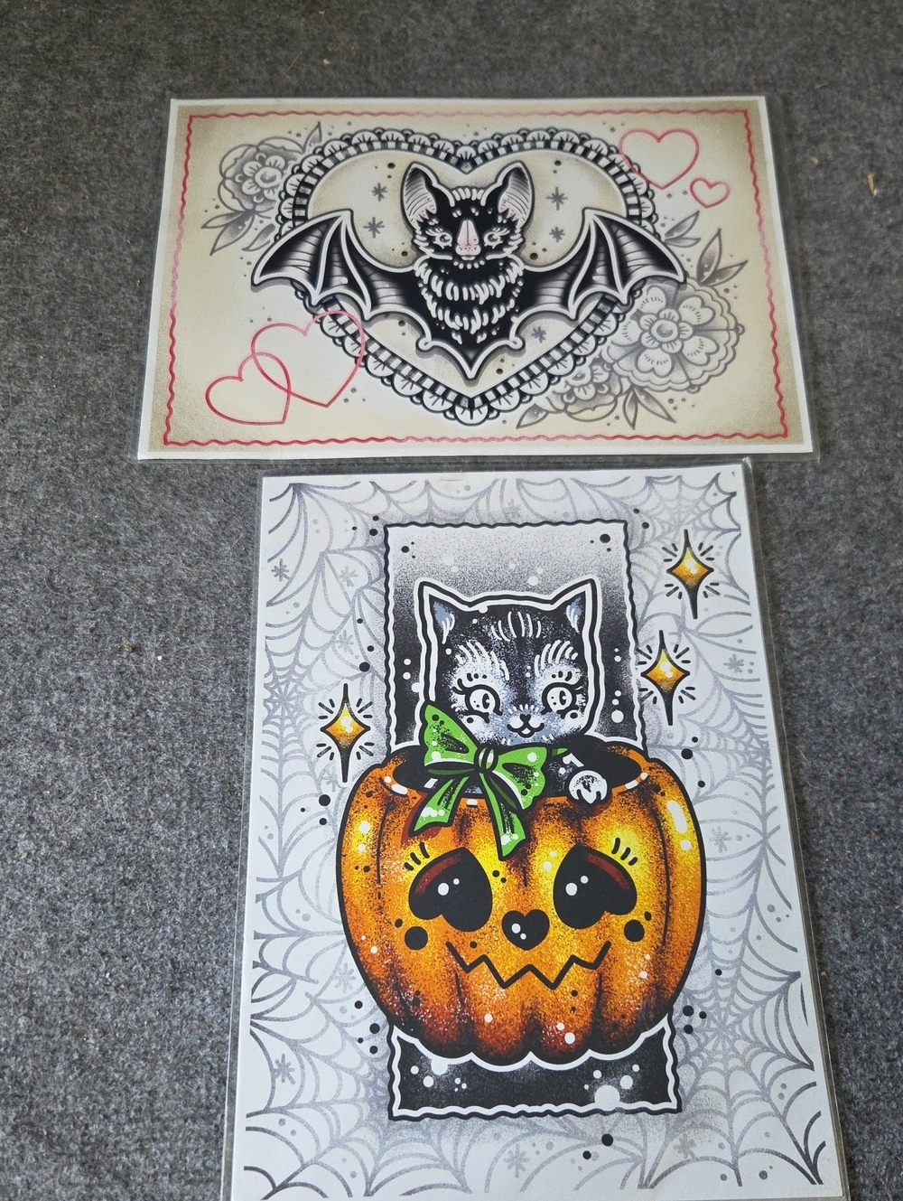 Halloween Cat Pumpkin And Bat Art Prints